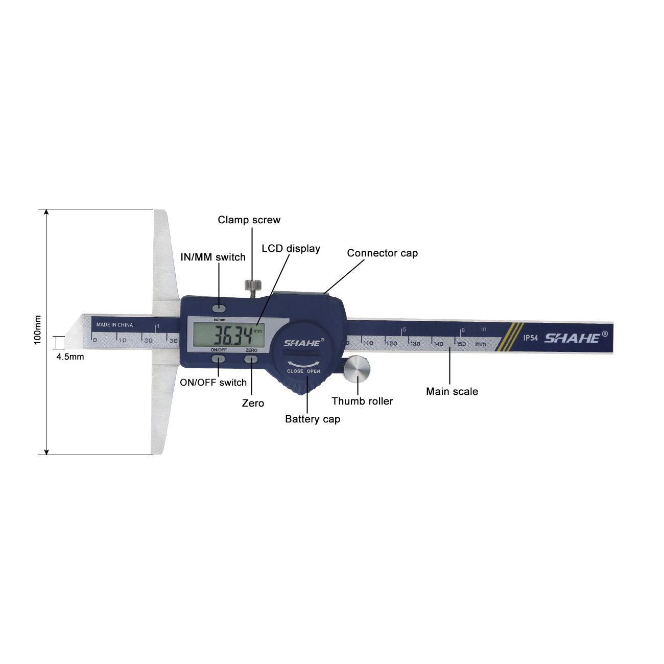 SHAHE الرقمية عمق الفرجار 150/ - مراجعة Digital Caliper 150Mm Stainless Steel وسعره